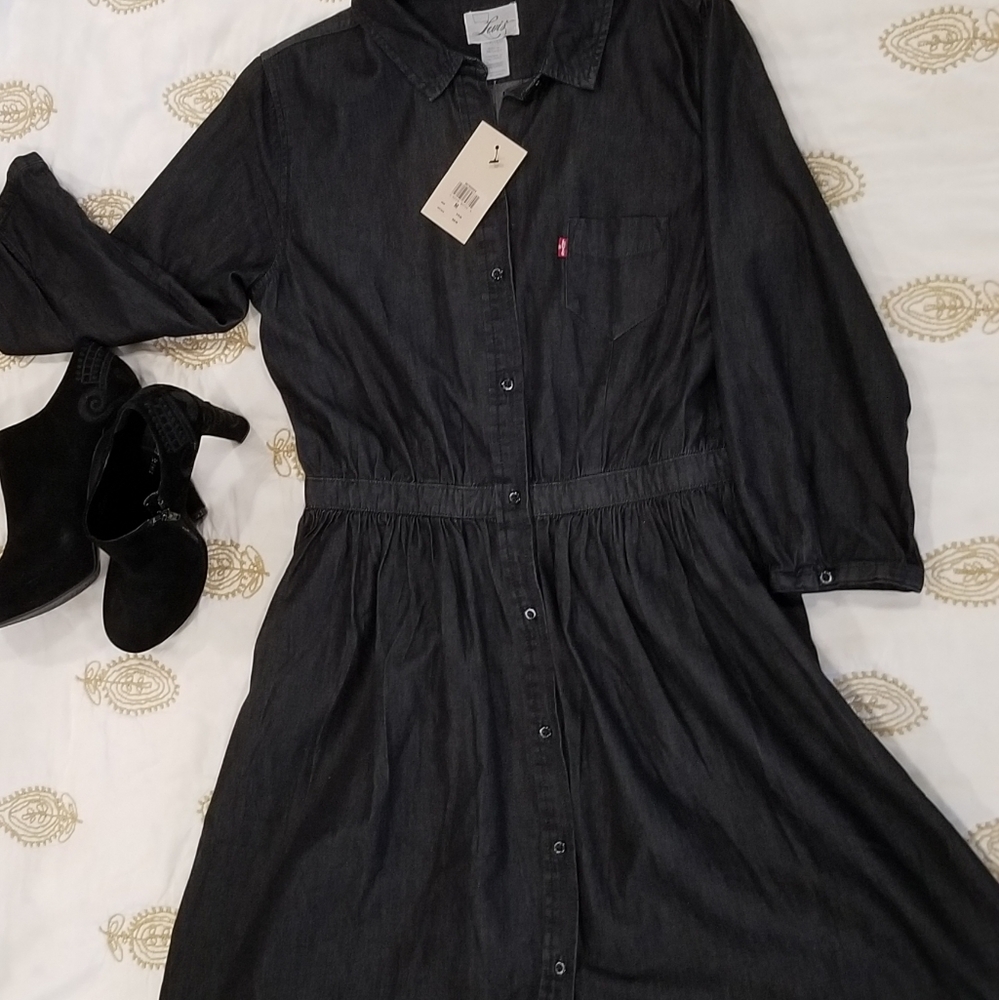 NWT Levi Button Black denim Dress